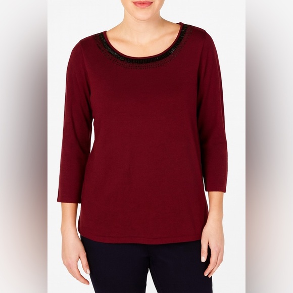 Brooks Brothers Knit 100% Merino Wool Sweater Womens Sz XS Burgundy  Pullover - Picture 1 of 7